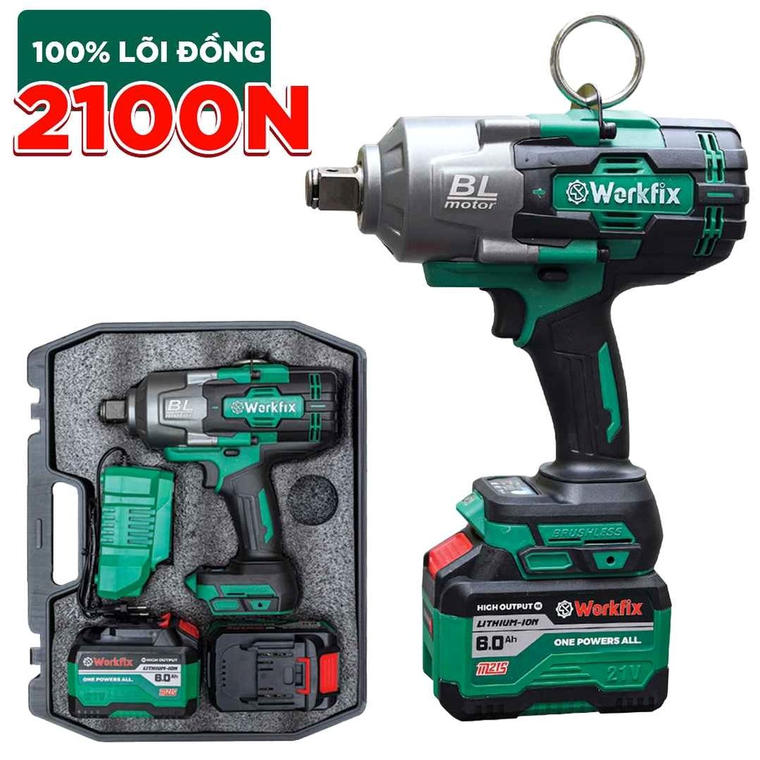 Máy siết ốc không chổi than Workfix WF-IW2100N - Lực mở cực đại $2100 \text{ Nm}$ cho ô tô, xe tải