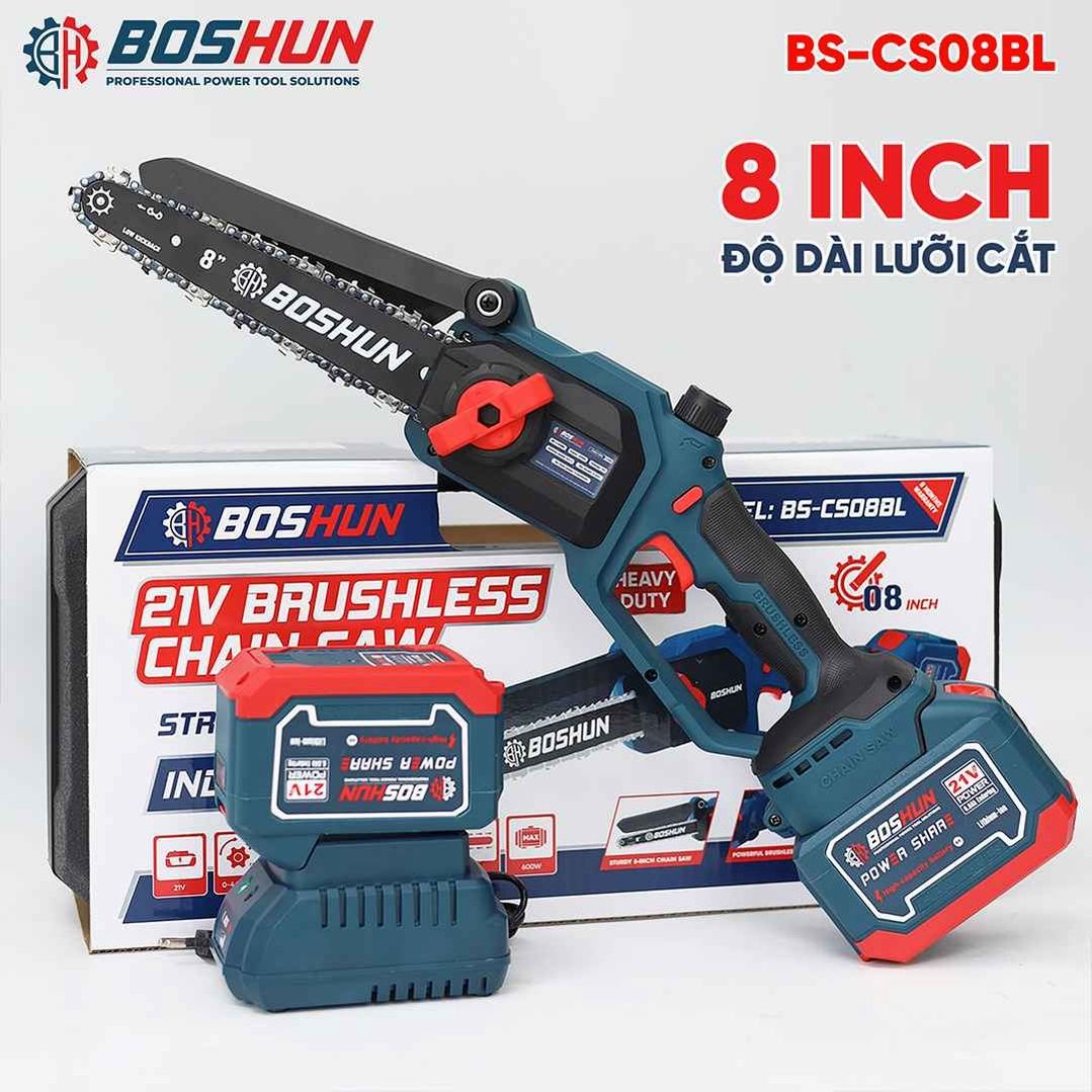 Máy cưa xích pin Boshun CS08BL (Lam xích 8 inch) - Động cơ không chổi than