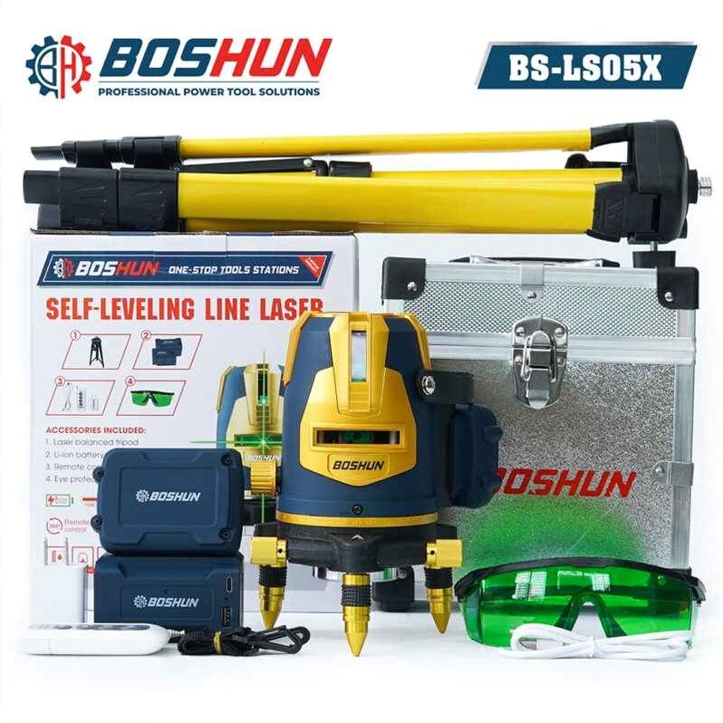 Máy cân bằng Laser 5 tia xanh Boshun BS-LS05X - Điều khiển Bluetooth