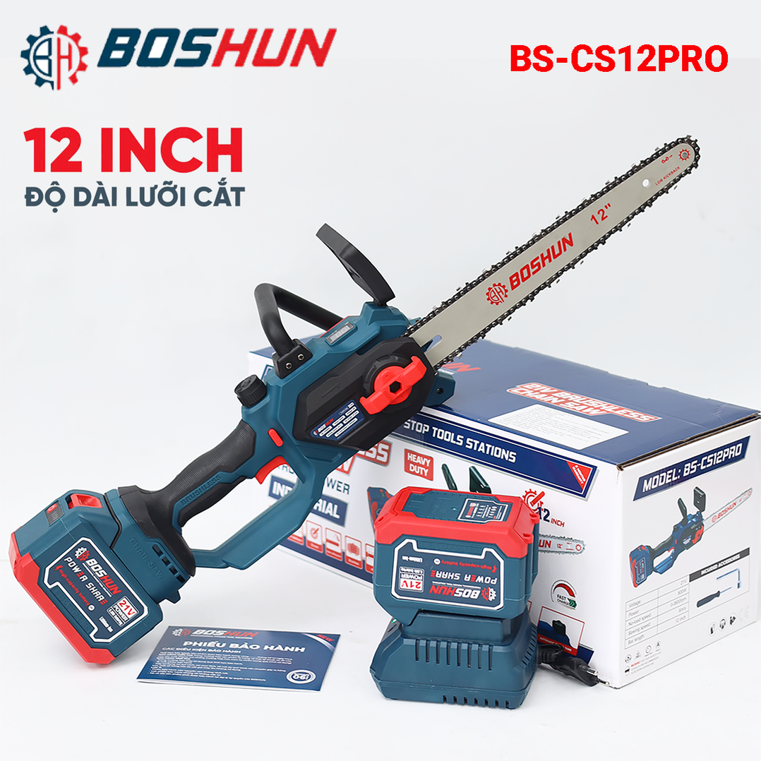 Máy cưa xích pin Boshun BS-CS12PRO (Lam xích 12 inch) - Màn hình LED