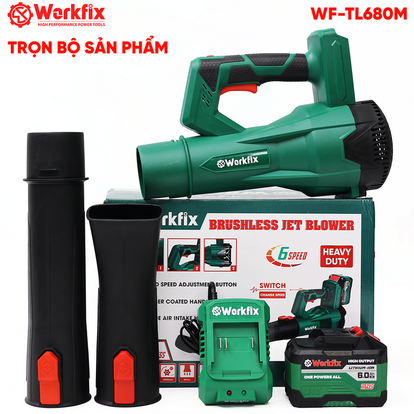 Máy thổi bụi pin, thổi lá Workfix WF-TL680M, 6 cấp độ gió